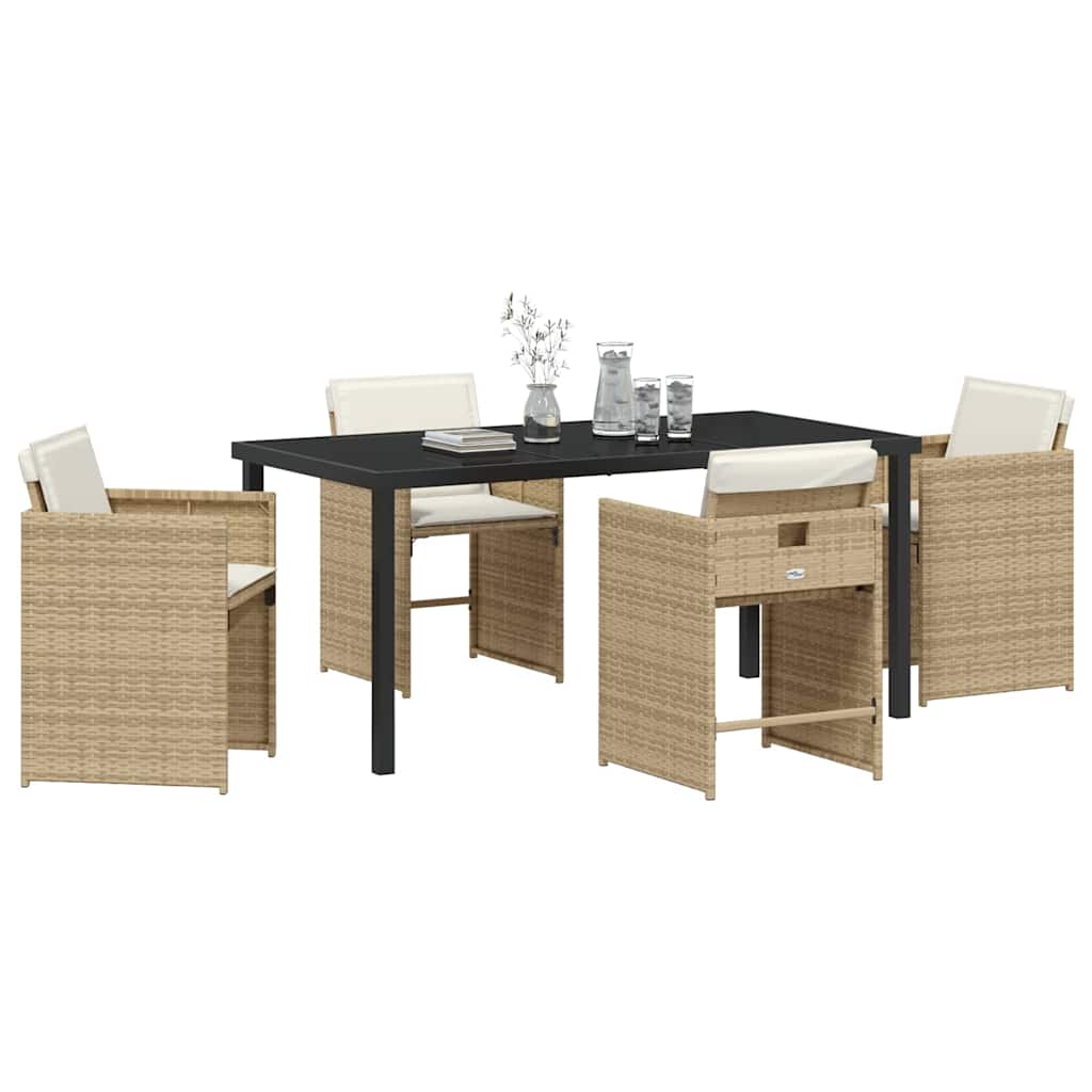 Garten Essgruppe mit Kissen 5 pcs Beige Poly-Rattan
