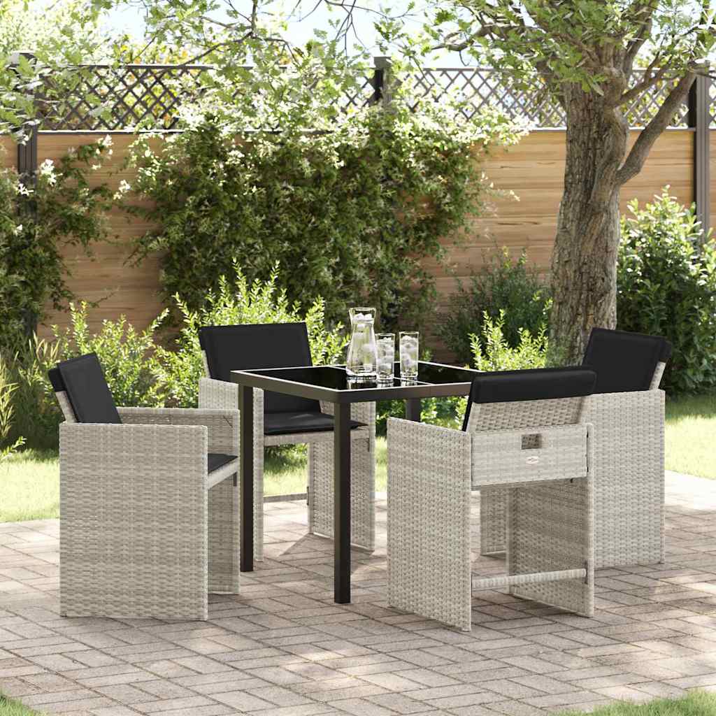 Garten Essgruppe mit Kissen 5 pcs Hellgrau Poly-Rattan