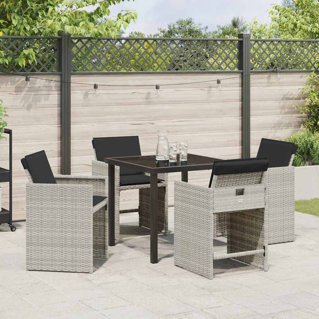 Garten Essgruppe mit Kissen 5 pcs Hellgrau Poly-Rattan