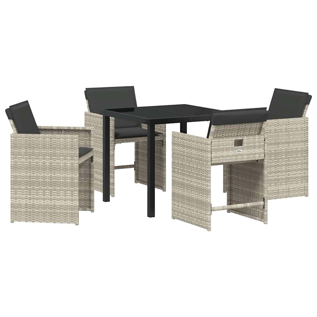 Garten Essgruppe mit Kissen 5 pcs Hellgrau Poly-Rattan