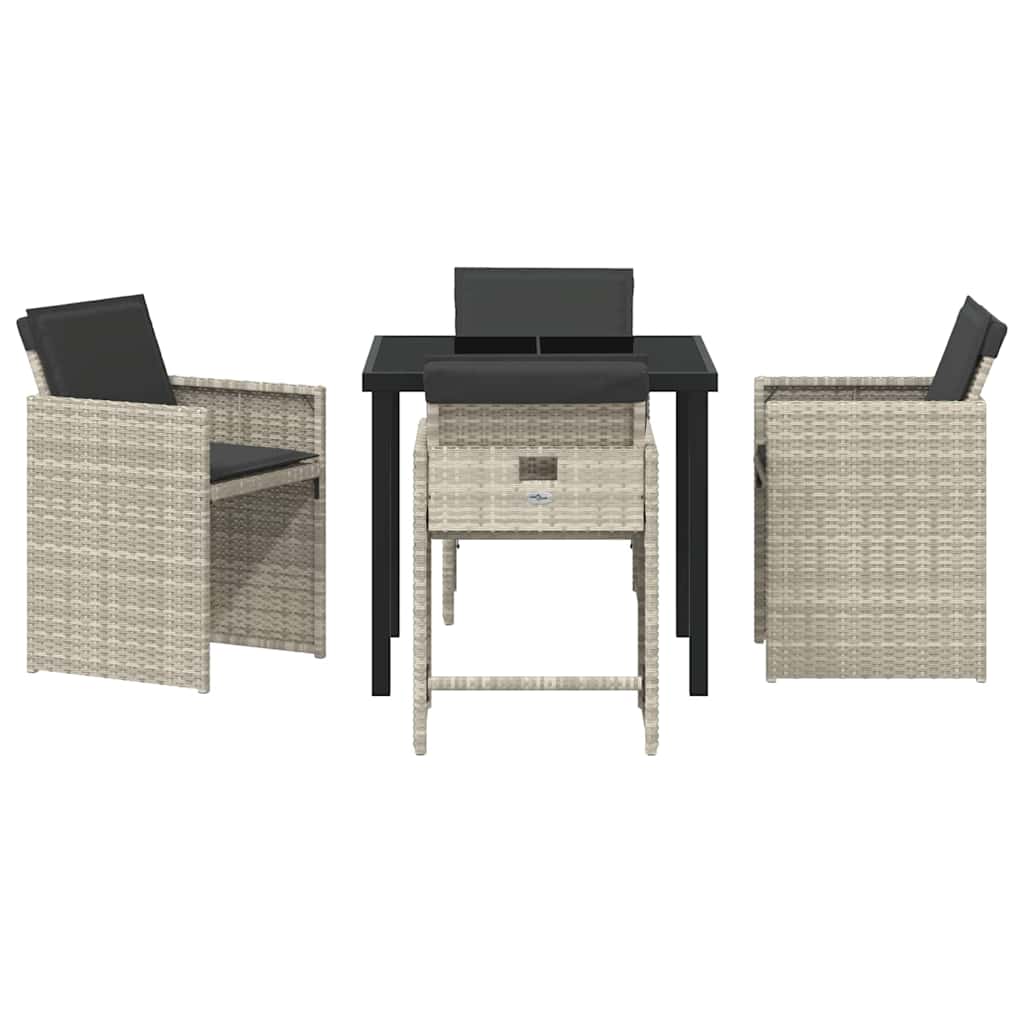 Garten Essgruppe mit Kissen 5 pcs Hellgrau Poly-Rattan