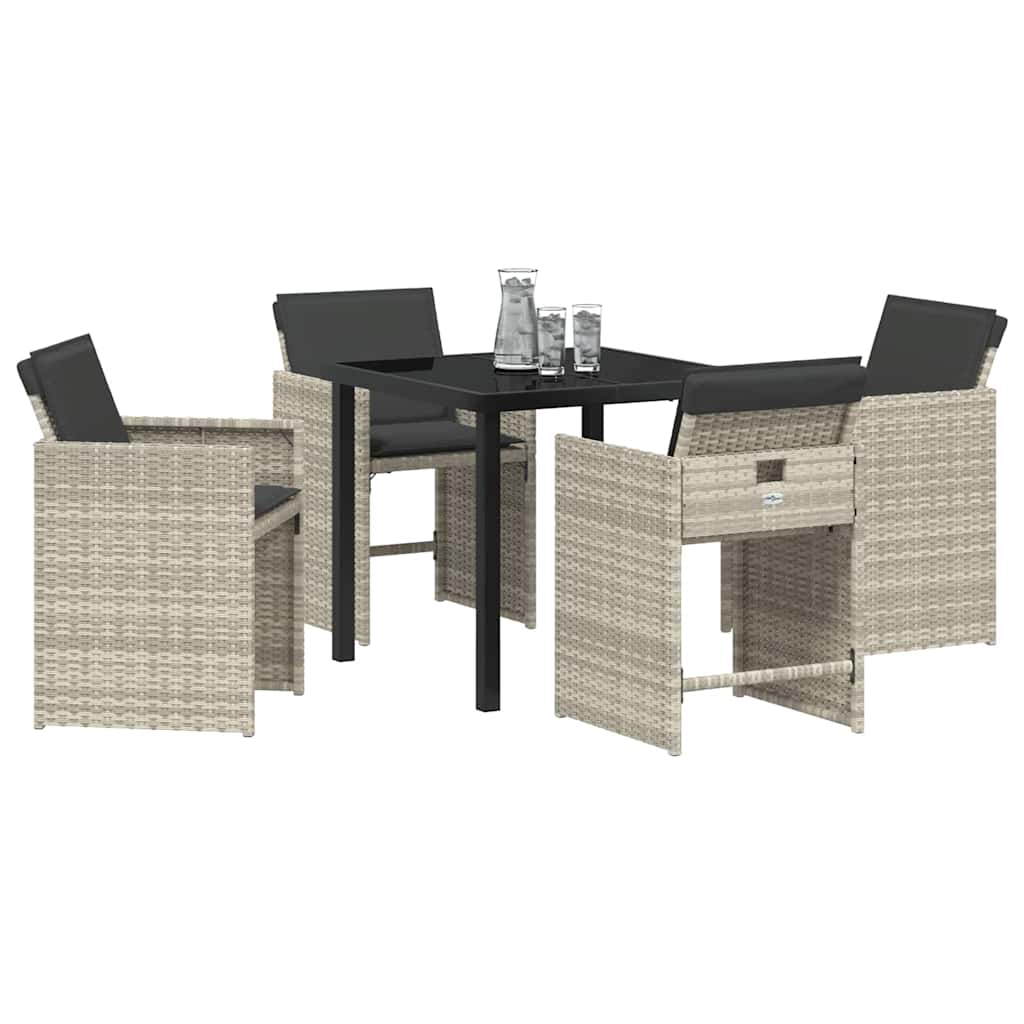 Garten Essgruppe mit Kissen 5 pcs Hellgrau Poly-Rattan