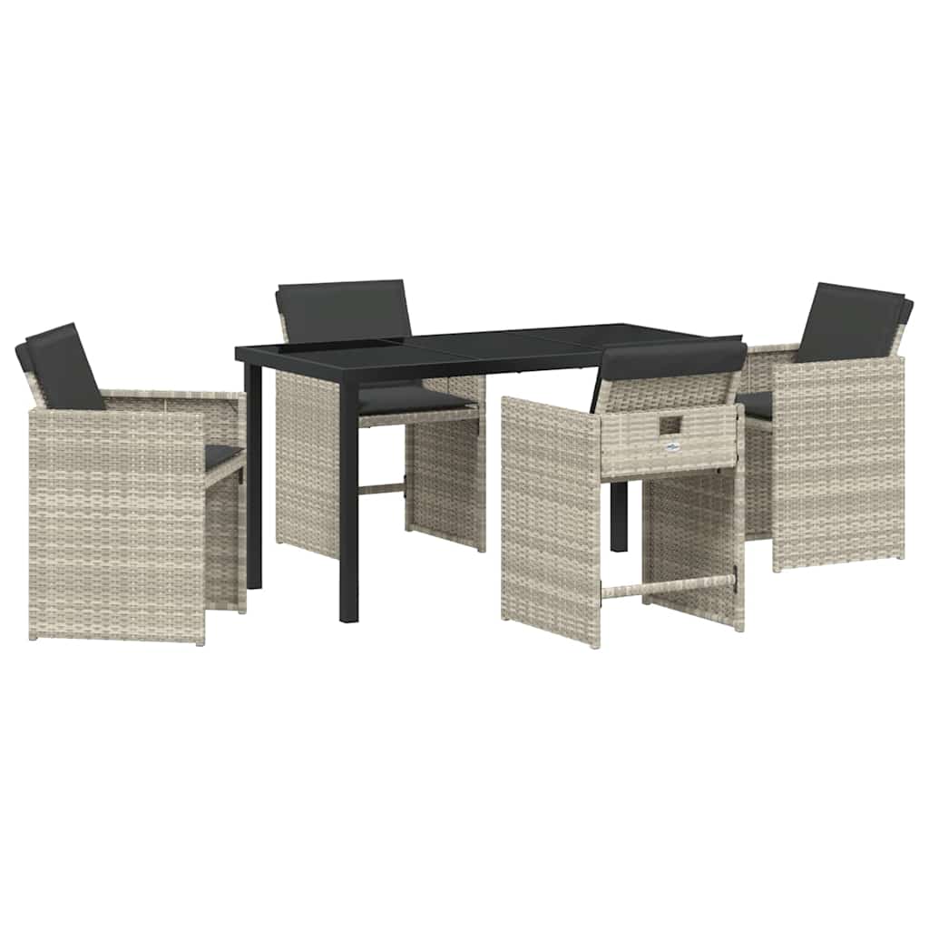 Garten Essgruppe mit Kissen 5 pcs Hellgrau Poly-Rattan
