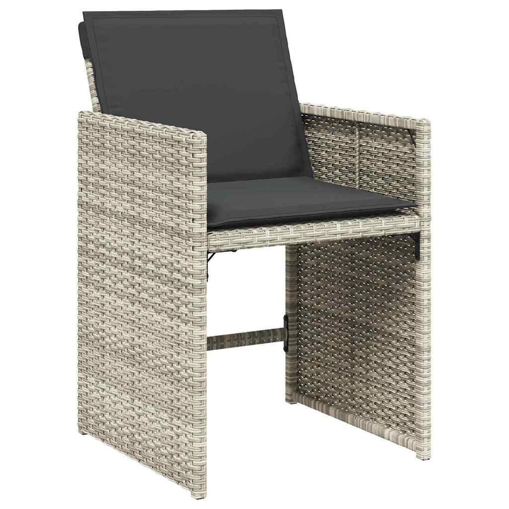Garten Essgruppe mit Kissen 9 pcs Hellgrau Poly-Rattan