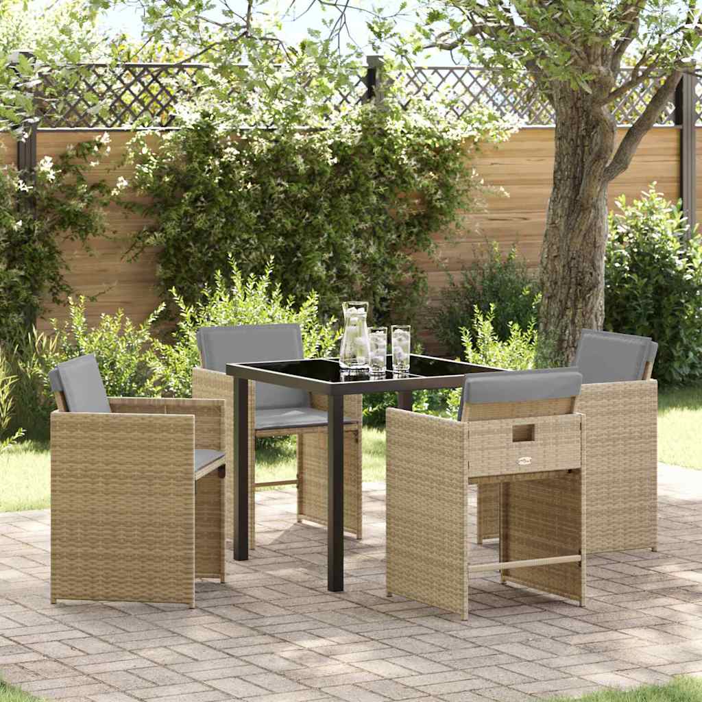 Garten Essgruppe mit Kissen 5 pcs Beige Poly-Rattan