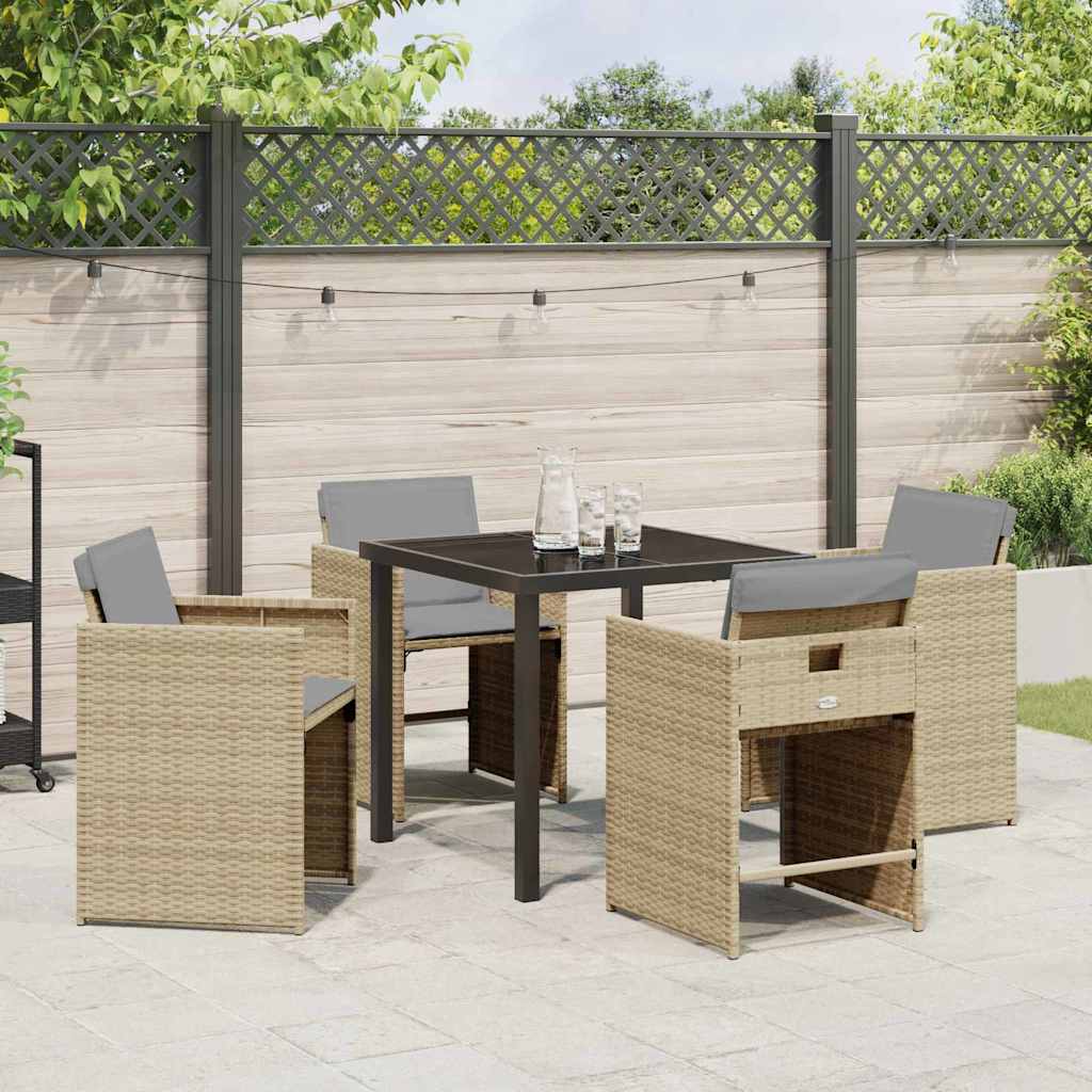 Garten Essgruppe mit Kissen 5 pcs Beige Poly-Rattan