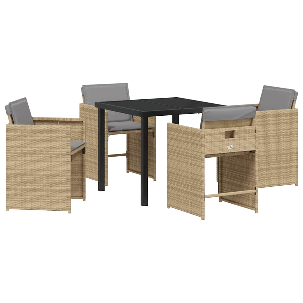 Garten Essgruppe mit Kissen 5 pcs Beige Poly-Rattan