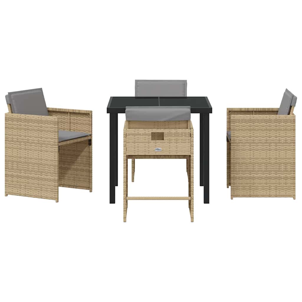 Garten Essgruppe mit Kissen 5 pcs Beige Poly-Rattan