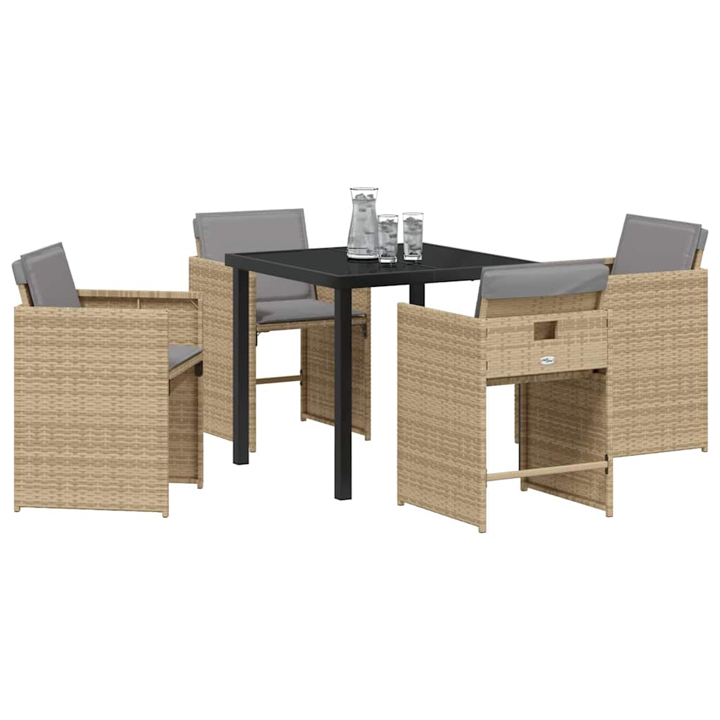 Garten Essgruppe mit Kissen 5 pcs Beige Poly-Rattan