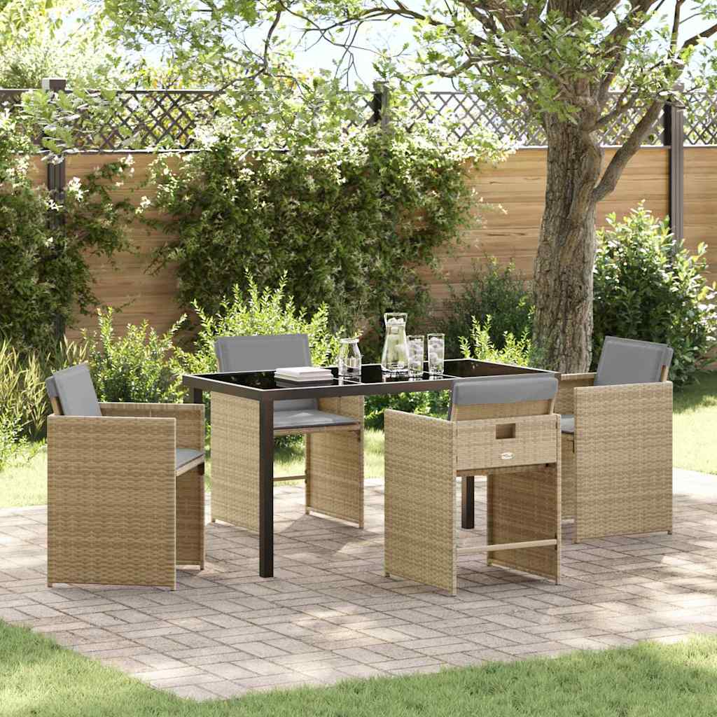 Garten Essgruppe mit Kissen 5 pcs Beige Poly-Rattan