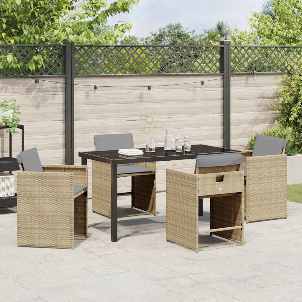 Garten Essgruppe mit Kissen 5 pcs Beige Poly-Rattan