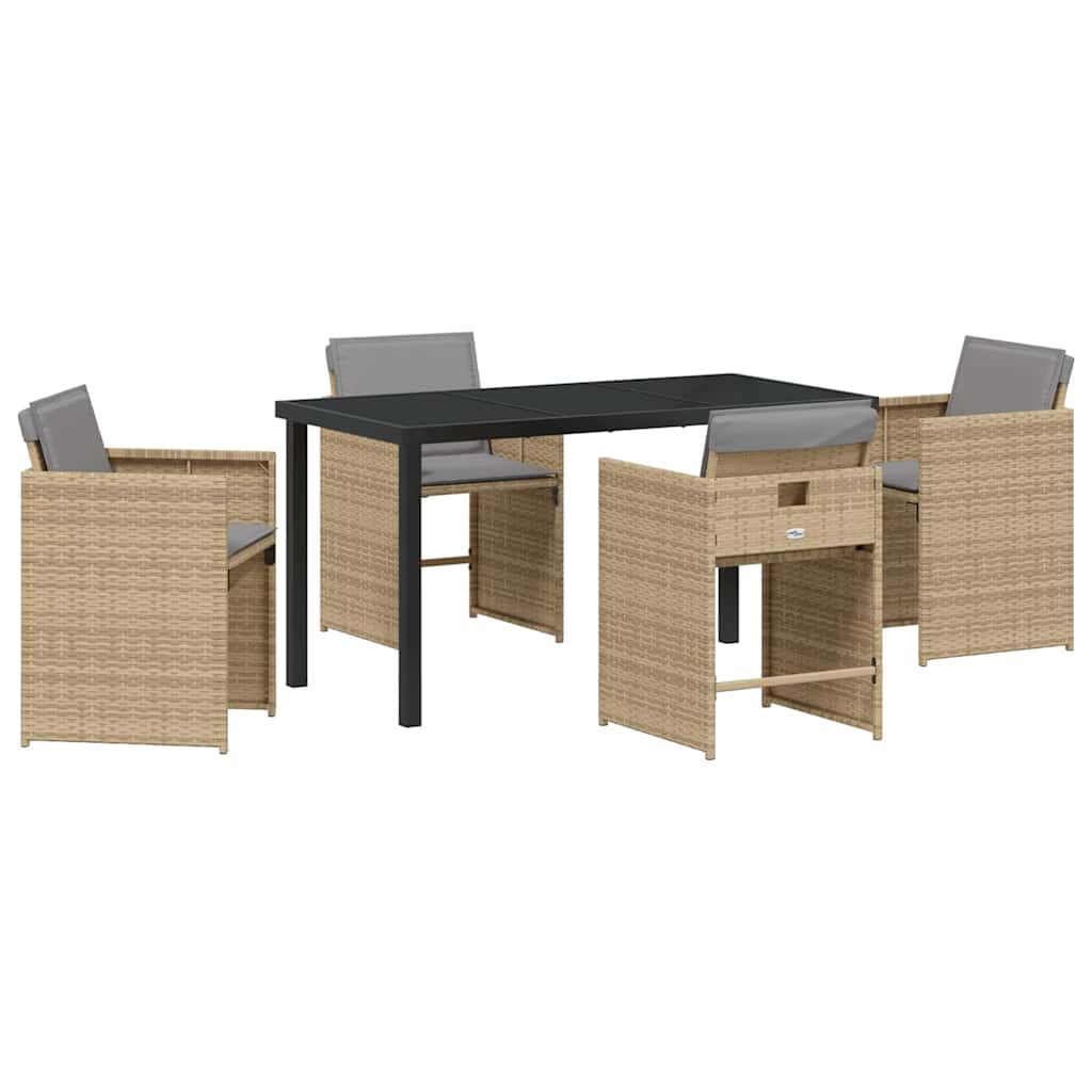 Garten Essgruppe mit Kissen 5 pcs Beige Poly-Rattan