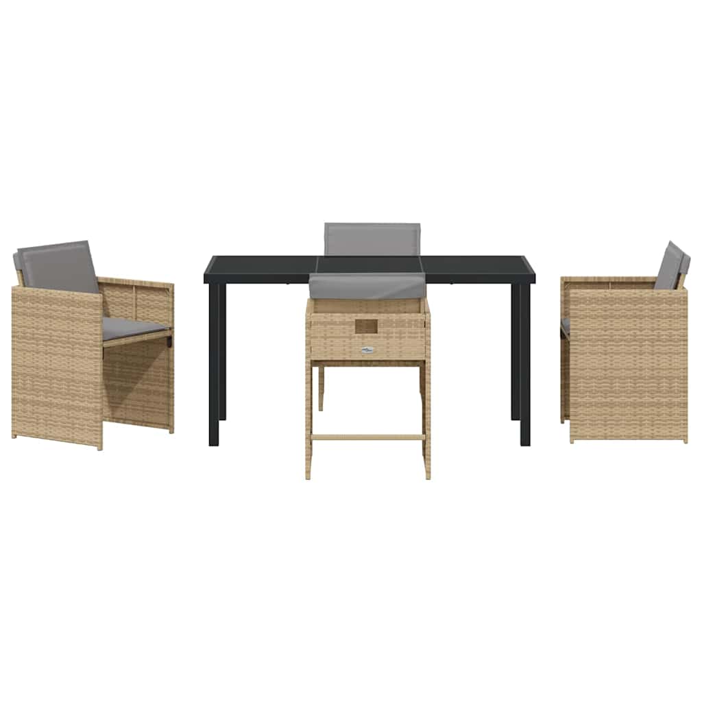 Garten Essgruppe mit Kissen 5 pcs Beige Poly-Rattan
