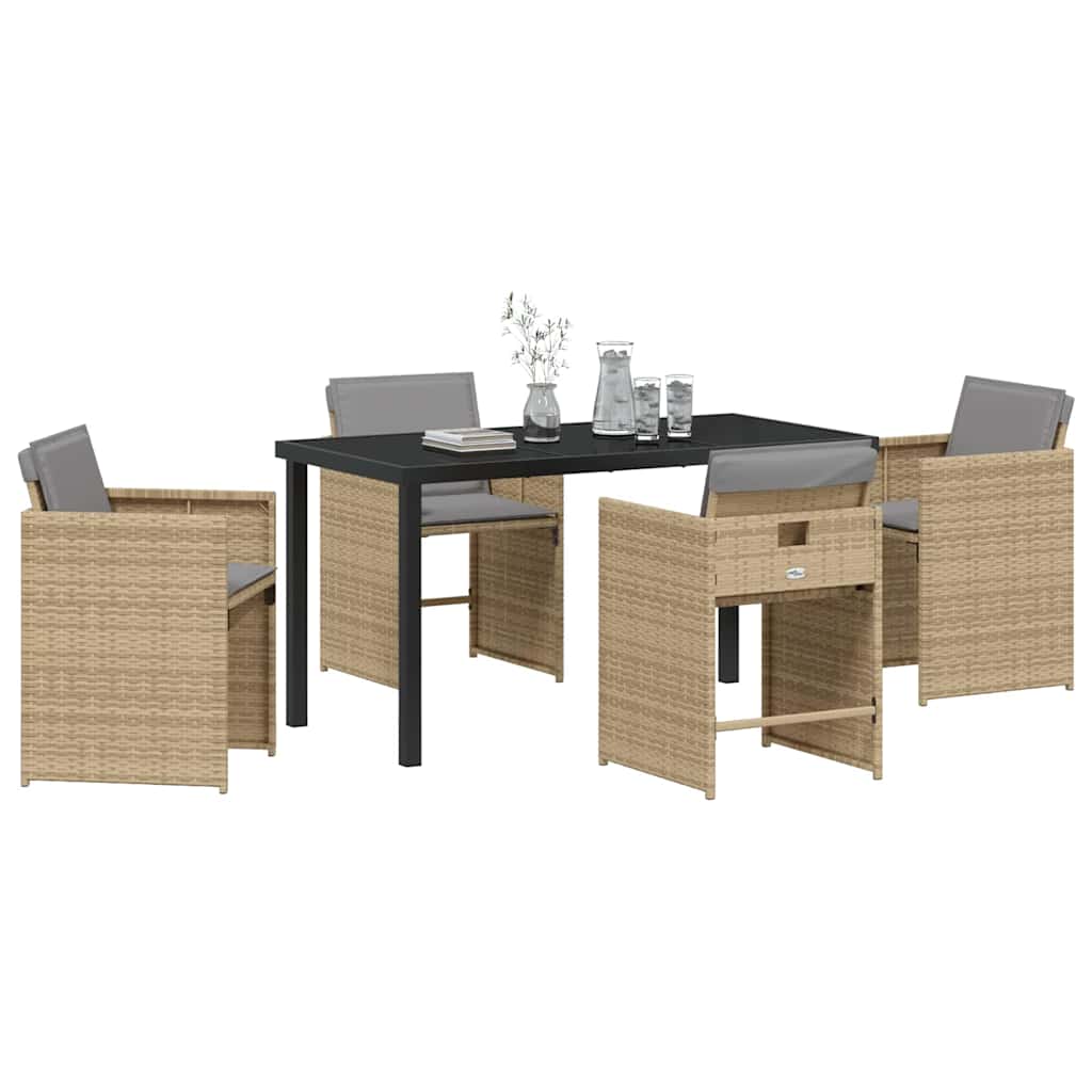 Garten Essgruppe mit Kissen 5 pcs Beige Poly-Rattan