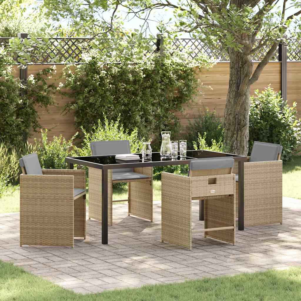Garten Essgruppe mit Kissen 5 pcs Beige Poly-Rattan