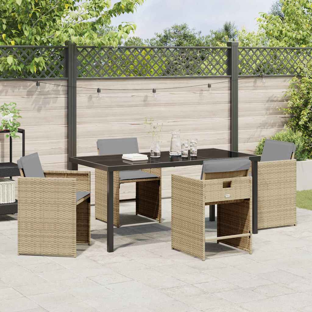 Garten Essgruppe mit Kissen 5 pcs Beige Poly-Rattan