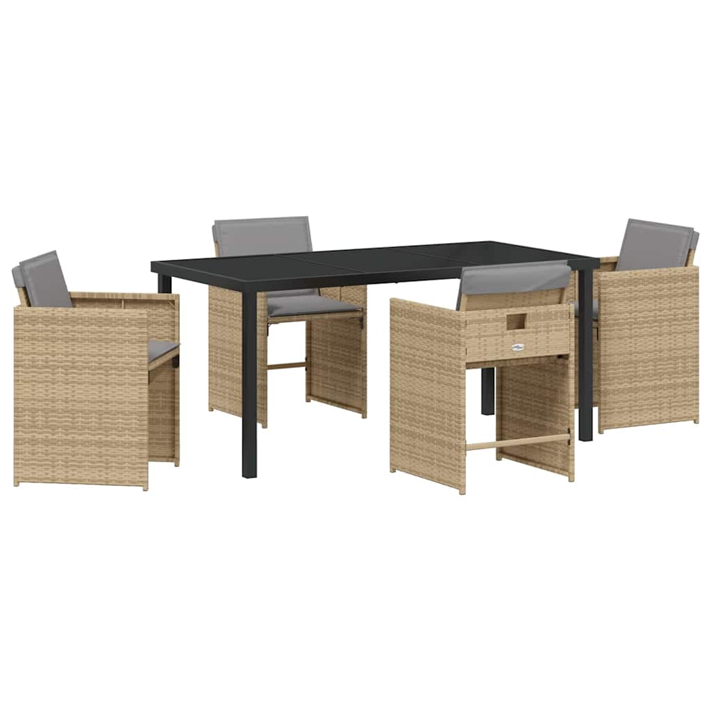 Garten Essgruppe mit Kissen 5 pcs Beige Poly-Rattan