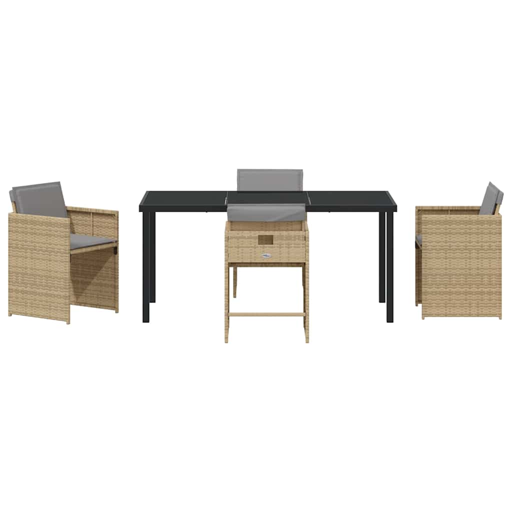 Garten Essgruppe mit Kissen 5 pcs Beige Poly-Rattan