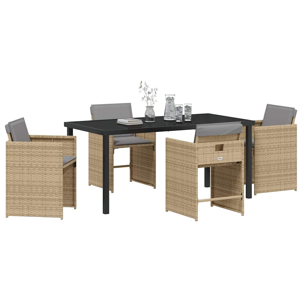 Garten Essgruppe mit Kissen 5 pcs Beige Poly-Rattan