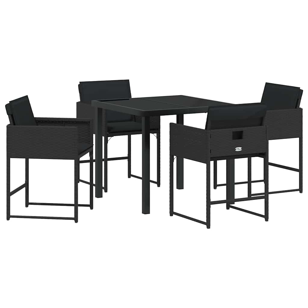Garten Essgruppe mit Kissen 5 pcs Schwarz Poly-Rattan