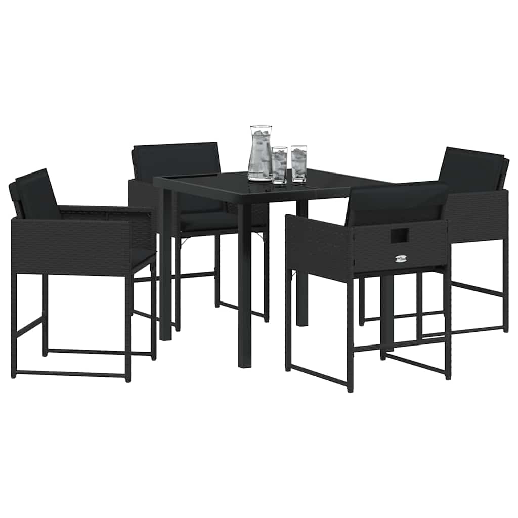 Garten Essgruppe mit Kissen 5 pcs Schwarz Poly-Rattan