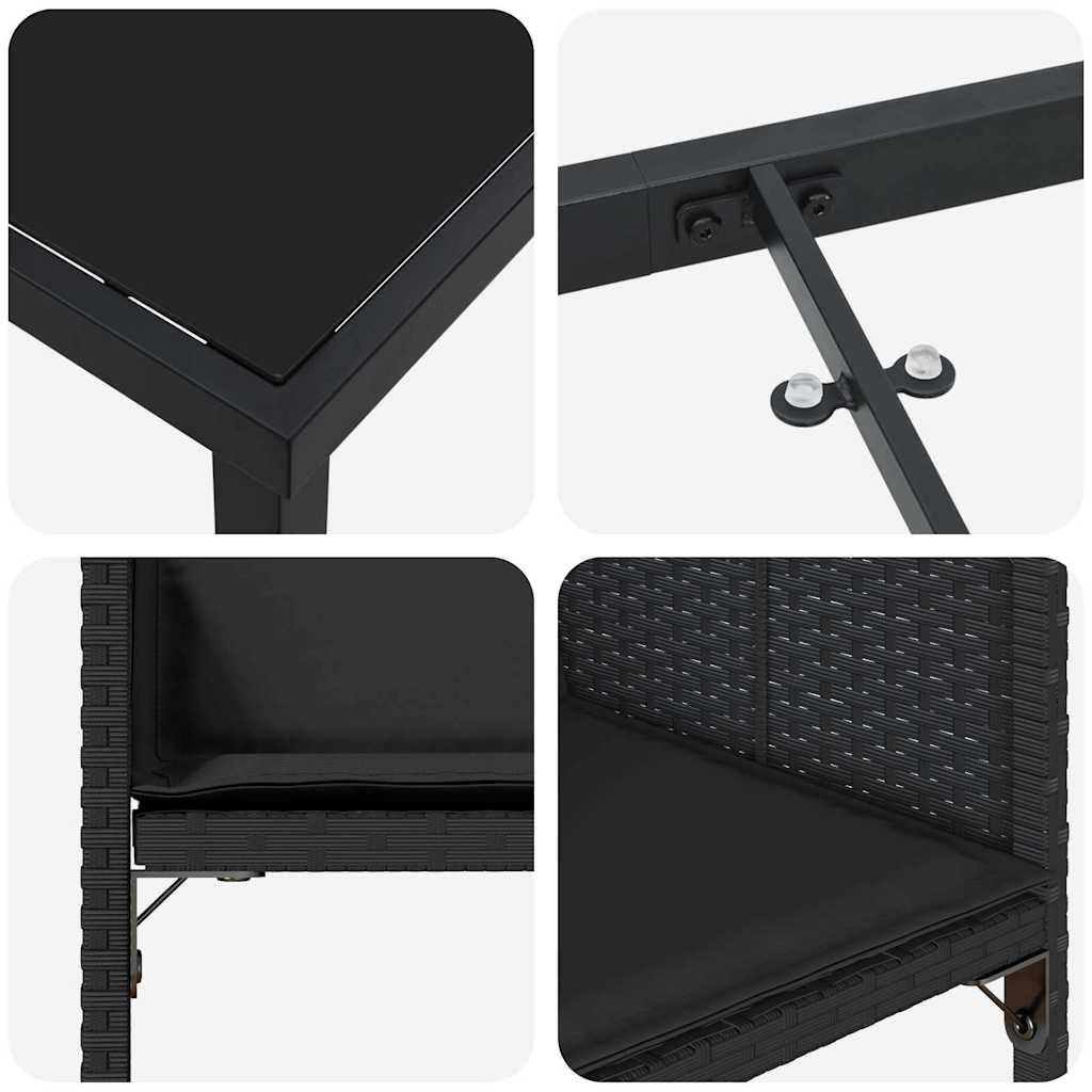 Garten Essgruppe mit Kissen 5 pcs Schwarz Poly-Rattan