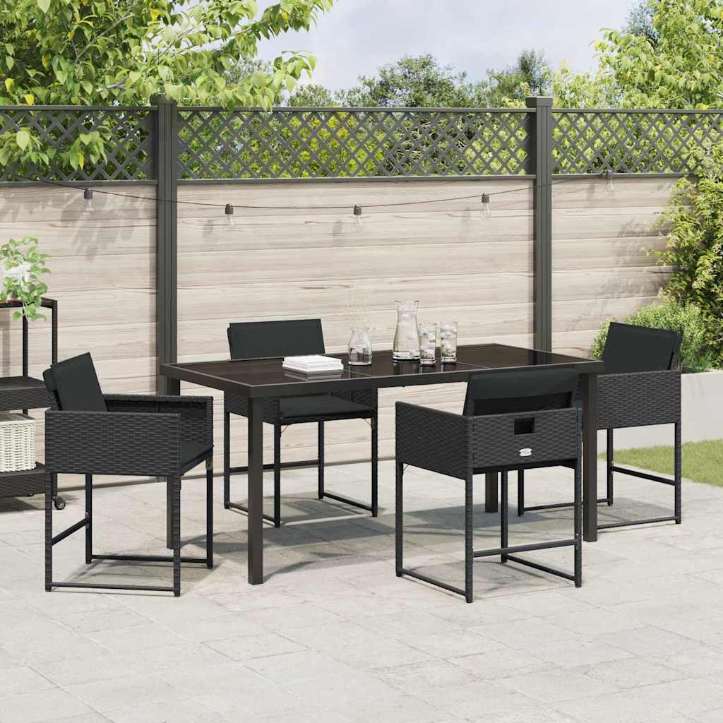 Garten Essgruppe mit Kissen 5 pcs Schwarz Poly-Rattan