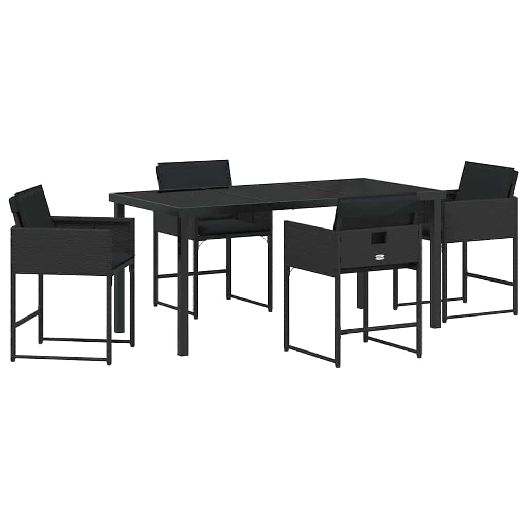 Garten Essgruppe mit Kissen 5 pcs Schwarz Poly-Rattan