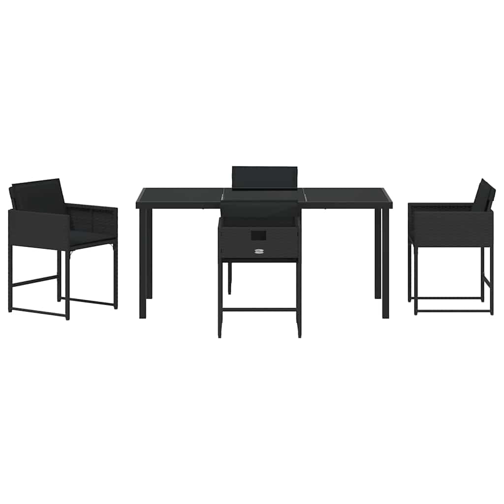 Garten Essgruppe mit Kissen 5 pcs Schwarz Poly-Rattan