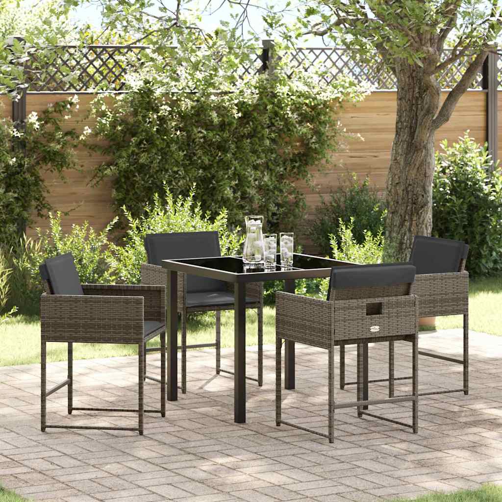 Garten Essgruppe mit Kissen 5 pcs Grau Poly-Rattan