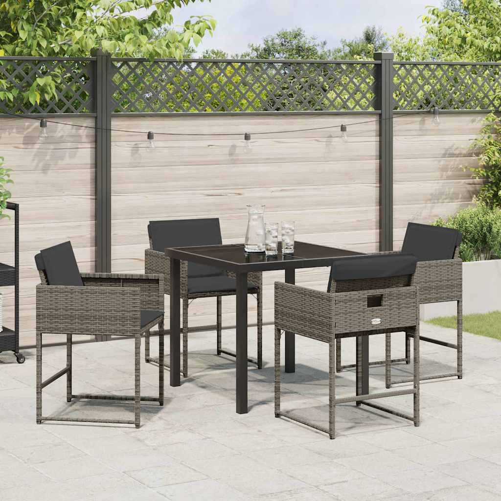 Garten Essgruppe mit Kissen 5 pcs Grau Poly-Rattan