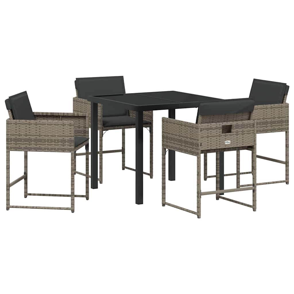 Garten Essgruppe mit Kissen 5 pcs Grau Poly-Rattan