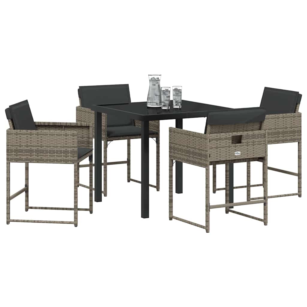 Garten Essgruppe mit Kissen 5 pcs Grau Poly-Rattan