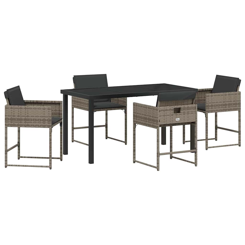 Garten Essgruppe mit Kissen 5 pcs Grau Poly-Rattan