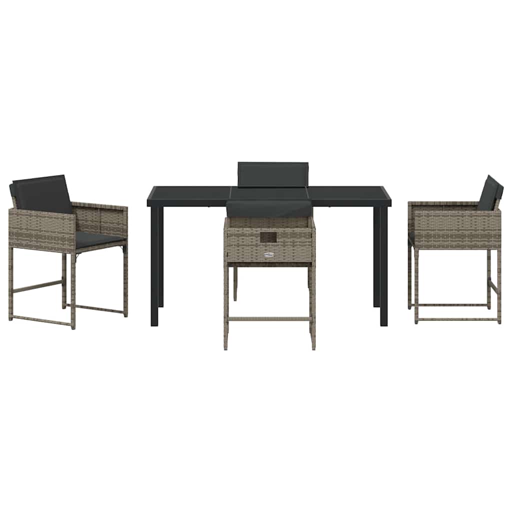 Garten Essgruppe mit Kissen 5 pcs Grau Poly-Rattan