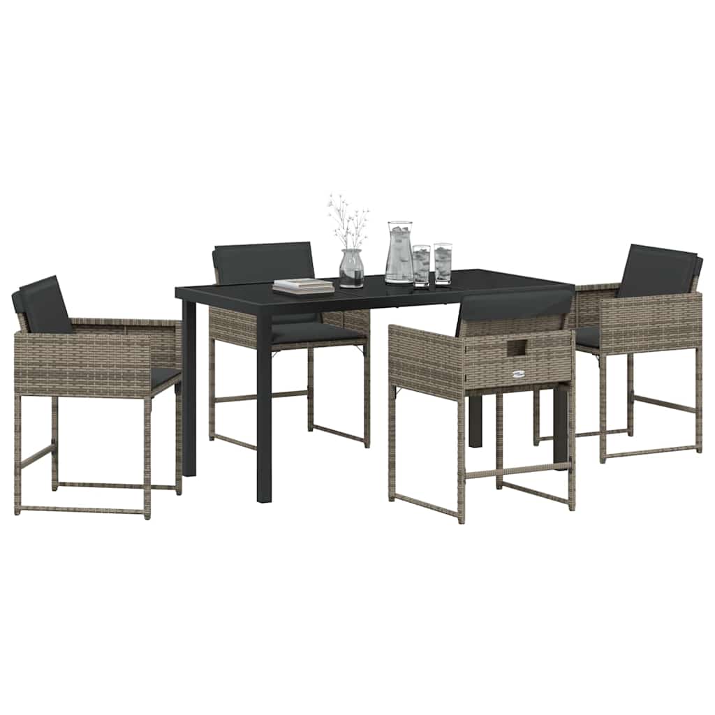 Garten Essgruppe mit Kissen 5 pcs Grau Poly-Rattan