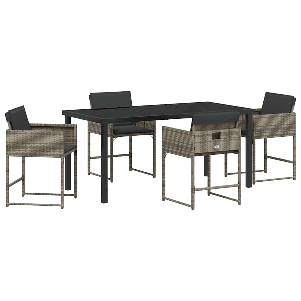 Garten Essgruppe mit Kissen 5 pcs Grau Poly-Rattan