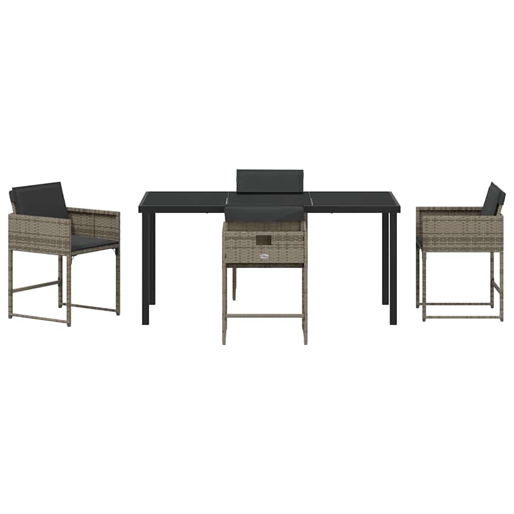 Garten Essgruppe mit Kissen 5 pcs Grau Poly-Rattan