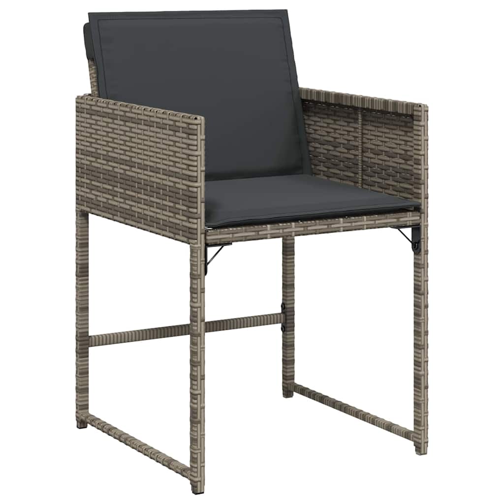 Garten Essgruppe mit Kissen 9 pcs Grau Poly-Rattan