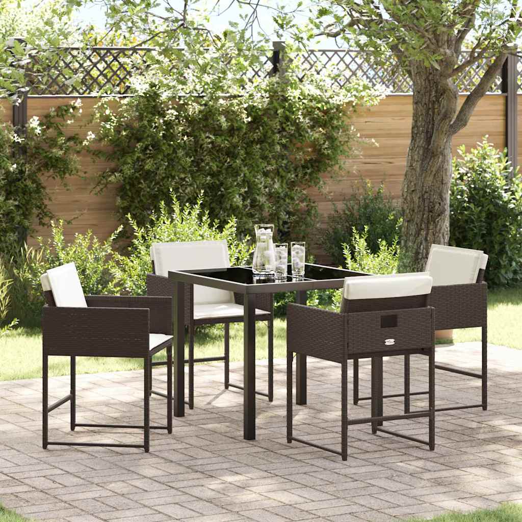 Garten Essgruppe mit Kissen 5 pcs Braun Poly-Rattan