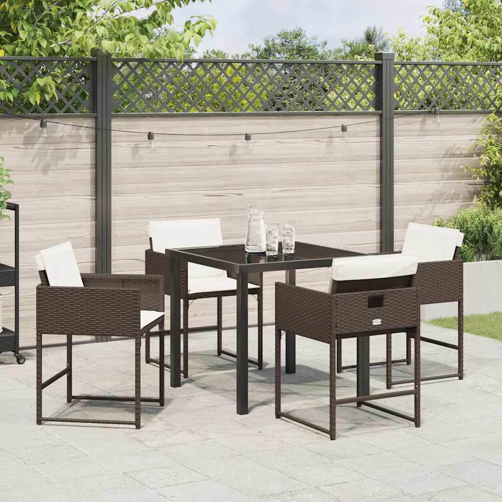 Garten Essgruppe mit Kissen 5 pcs Braun Poly-Rattan