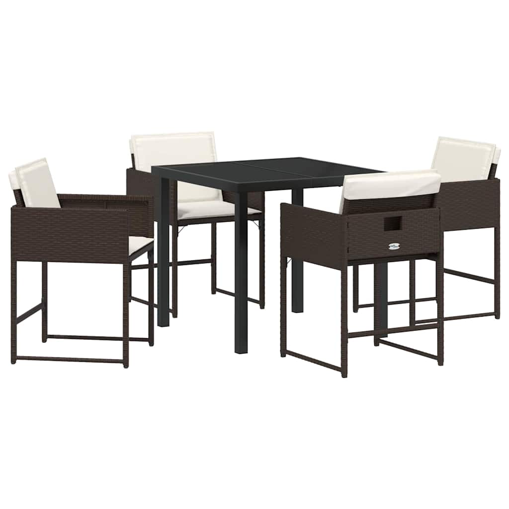 Garten Essgruppe mit Kissen 5 pcs Braun Poly-Rattan