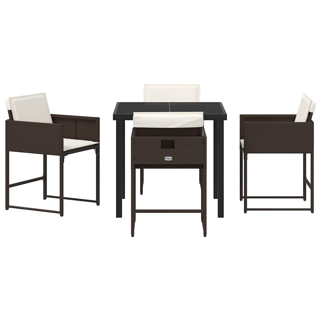 Garten Essgruppe mit Kissen 5 pcs Braun Poly-Rattan