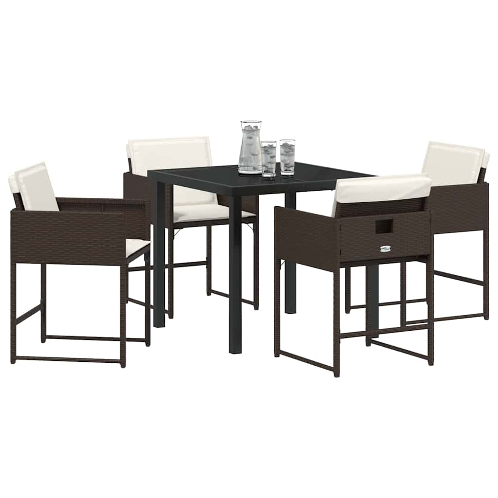 Garten Essgruppe mit Kissen 5 pcs Braun Poly-Rattan