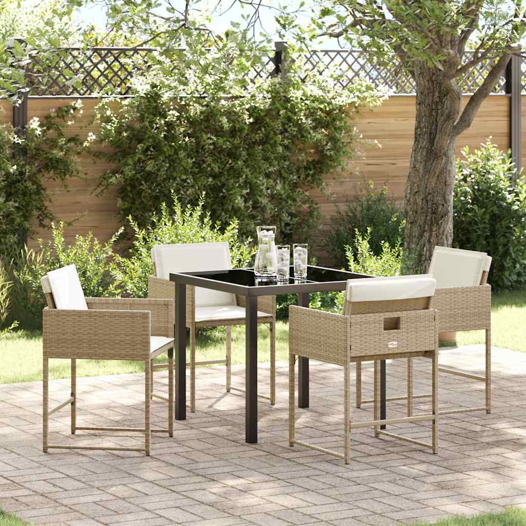Garten Essgruppe mit Kissen 5 pcs Beige Poly-Rattan