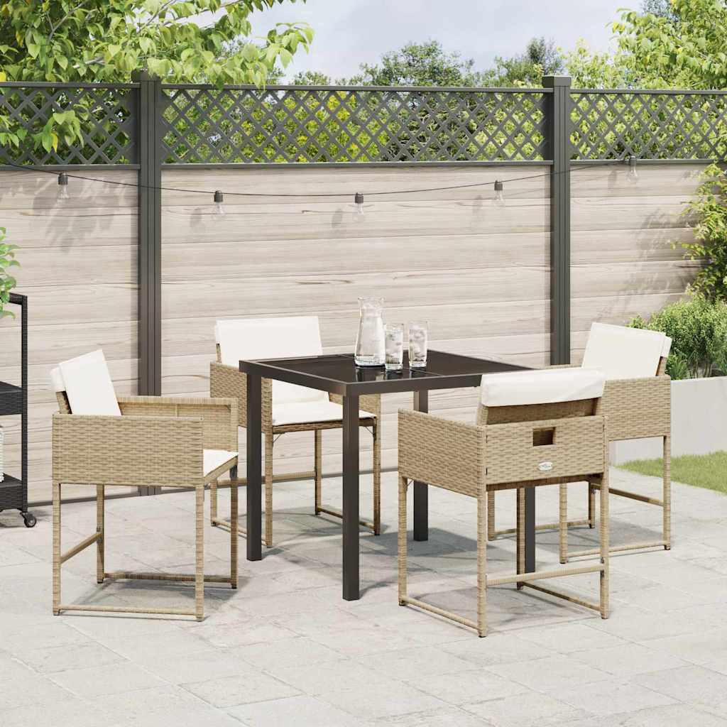Garten Essgruppe mit Kissen 5 pcs Beige Poly-Rattan