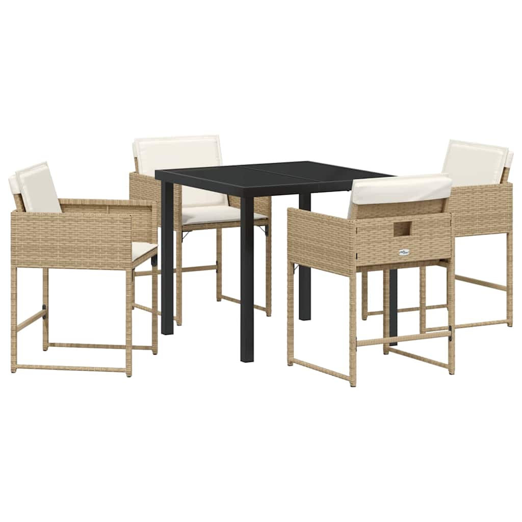 Garten Essgruppe mit Kissen 5 pcs Beige Poly-Rattan