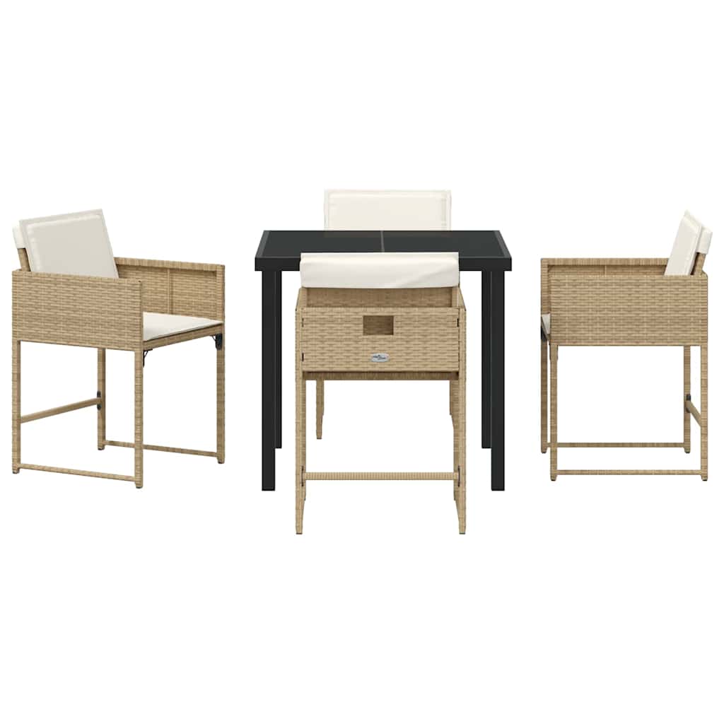 Garten Essgruppe mit Kissen 5 pcs Beige Poly-Rattan