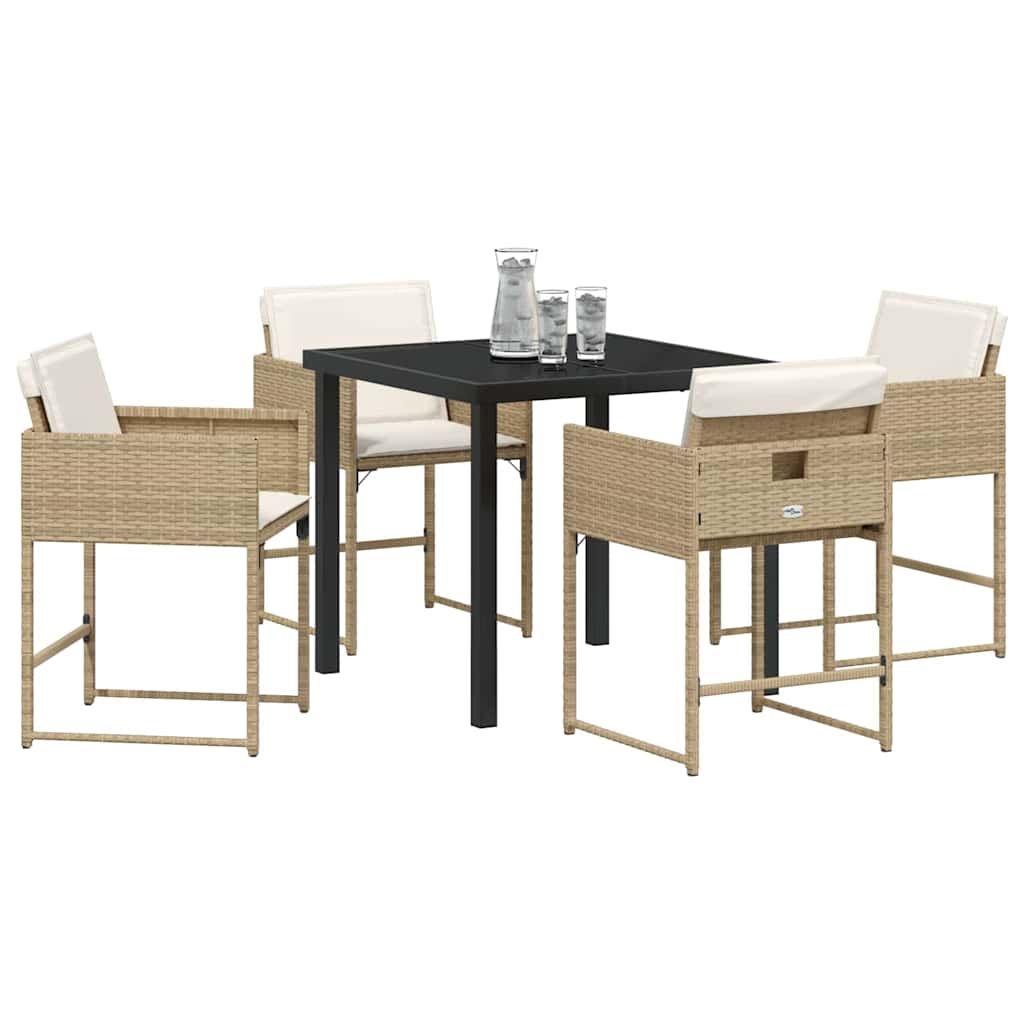 Garten Essgruppe mit Kissen 5 pcs Beige Poly-Rattan