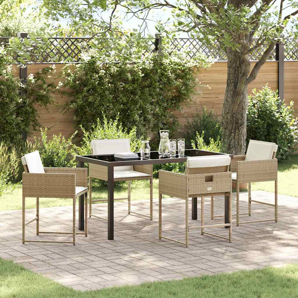 Garten Essgruppe mit Kissen 5 pcs Beige Poly-Rattan